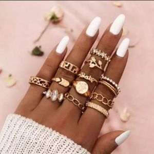 Boho assorted geometric baby midi rings 13 pcs
